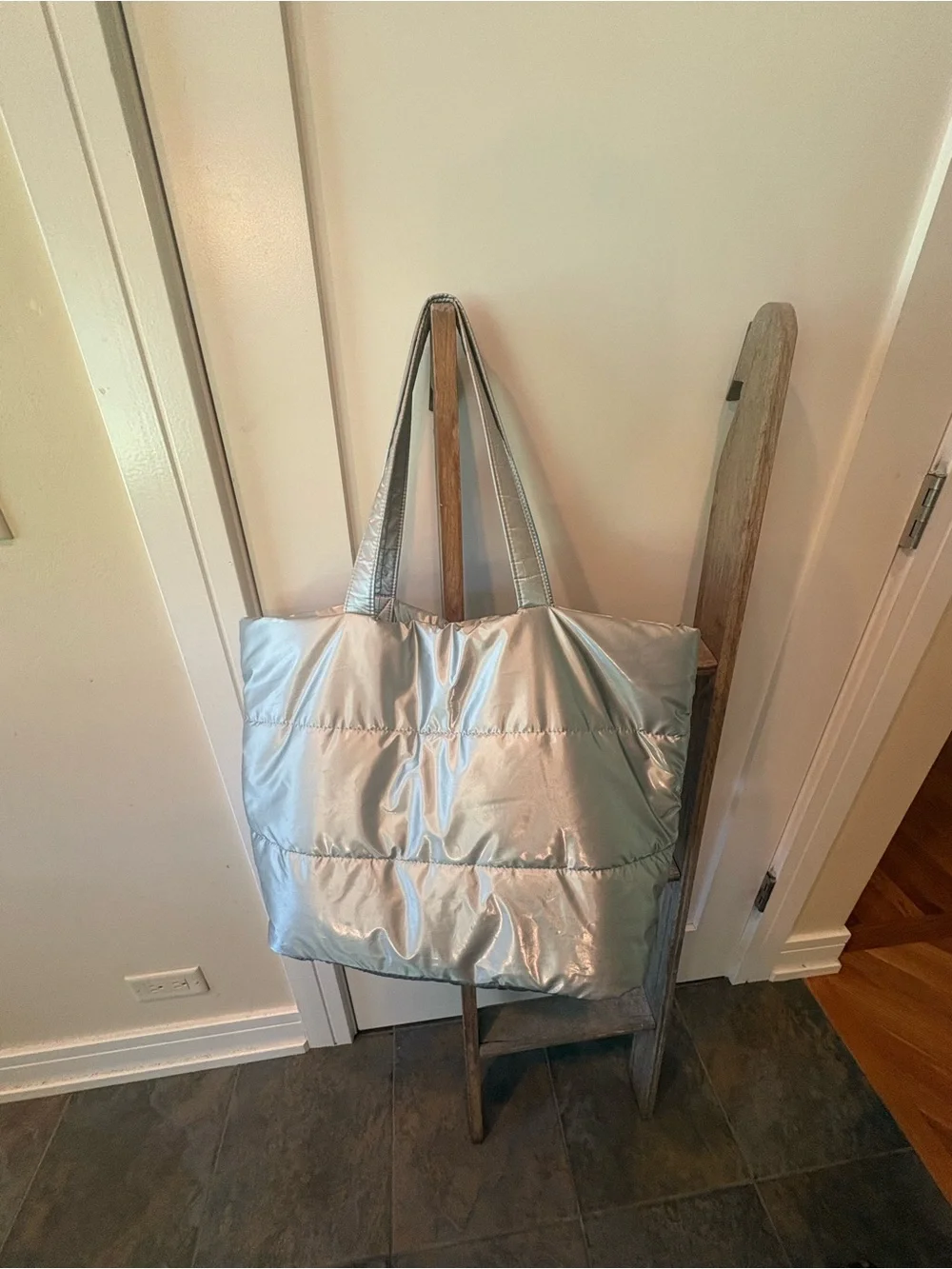 GAP Silver Puffer Tote Bag